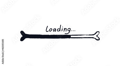 Doodle bone loading bar. Doodle progress bar bone with download indicator. Vector stock illustration black on white sketch with quote on top.