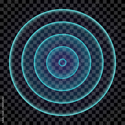 Sonar wave. Blue color ring. Abstract digital sound wave. Isolated on transparent backgrou. photo