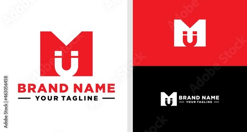 LETTER M LOGO MAGNET NEGATIVE SPACE EDITABLE