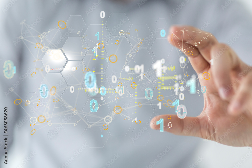 Abstract network of physical devices on the Internet using a network connection with statistics numbers 3d illustration Abstract network of physical devices on the Internet using a network connection with statistics numbers 3d illustration