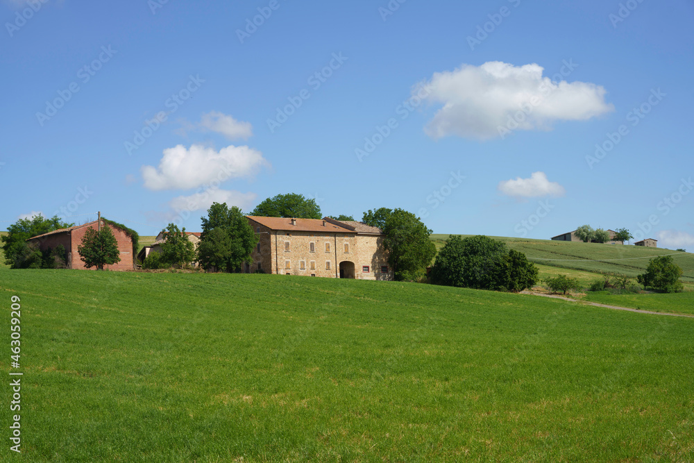 Rural landscape near Salsomaggiore and Fornovo, Parma, at springtime