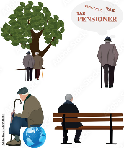 figures of elderly people in solitude alone