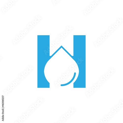 Initial Letter H Hydro Logo with Negative Space Water drop Icon Design Template Element