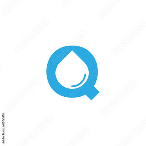 Initial Letter Q Hydro Logo with Negative Space Water drop Icon Design Template Element