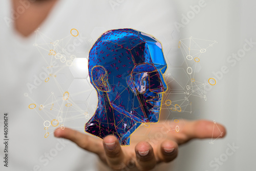 Human head and brain with A...