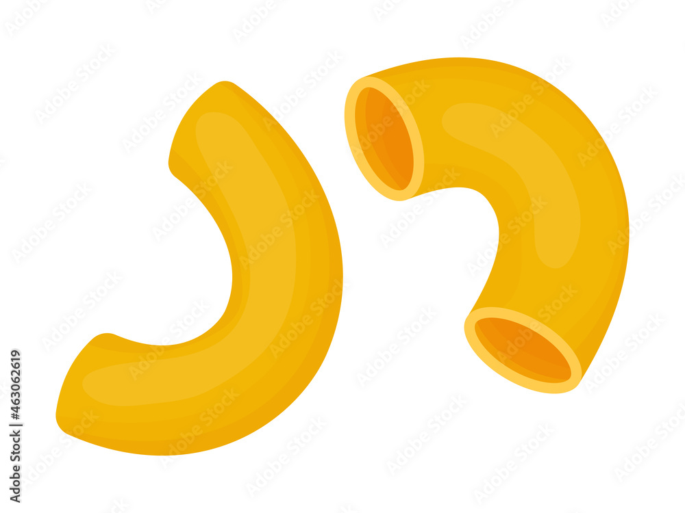 Pasta elbows. Italian pasta cartoon illustration isolated on white background. Pasta elbows. Italian pasta cartoon illustration isolated on white background.