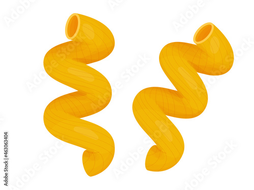 Pasta cavatappi. Italian pasta cartoon illustration isolated on white background.