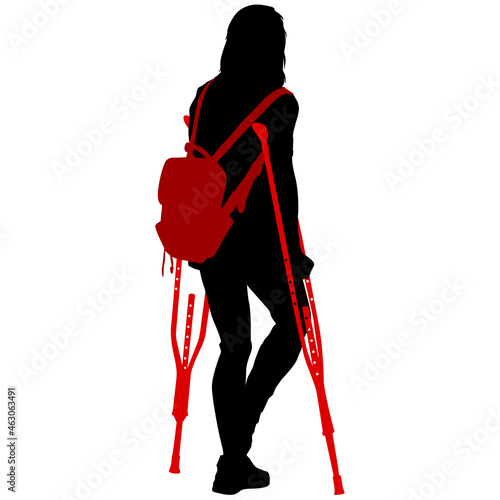 Silhouette of disabled people on a white background