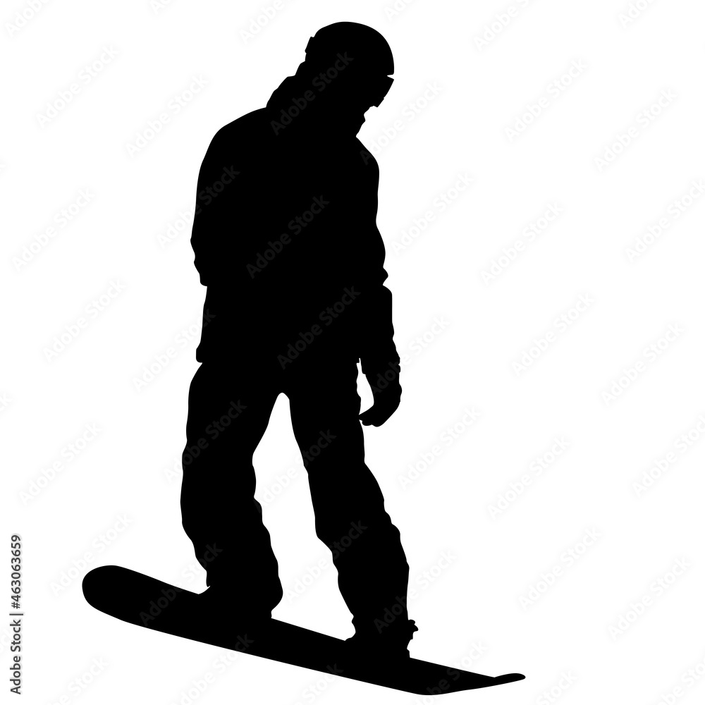 Black silhouettes snowboarders on white background illustration Black silhouettes snowboarders on white background illustration
