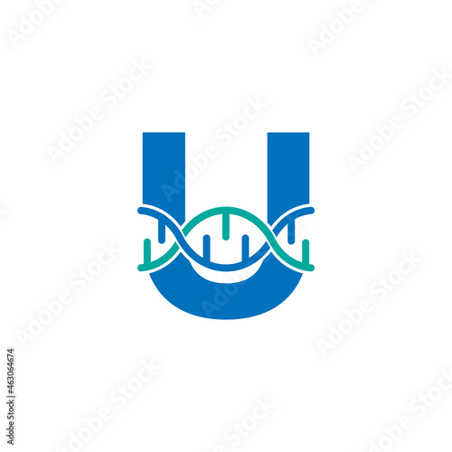 Initial Letter U Genetic Dna Icon Logo Design Template Element. Biological Illustration