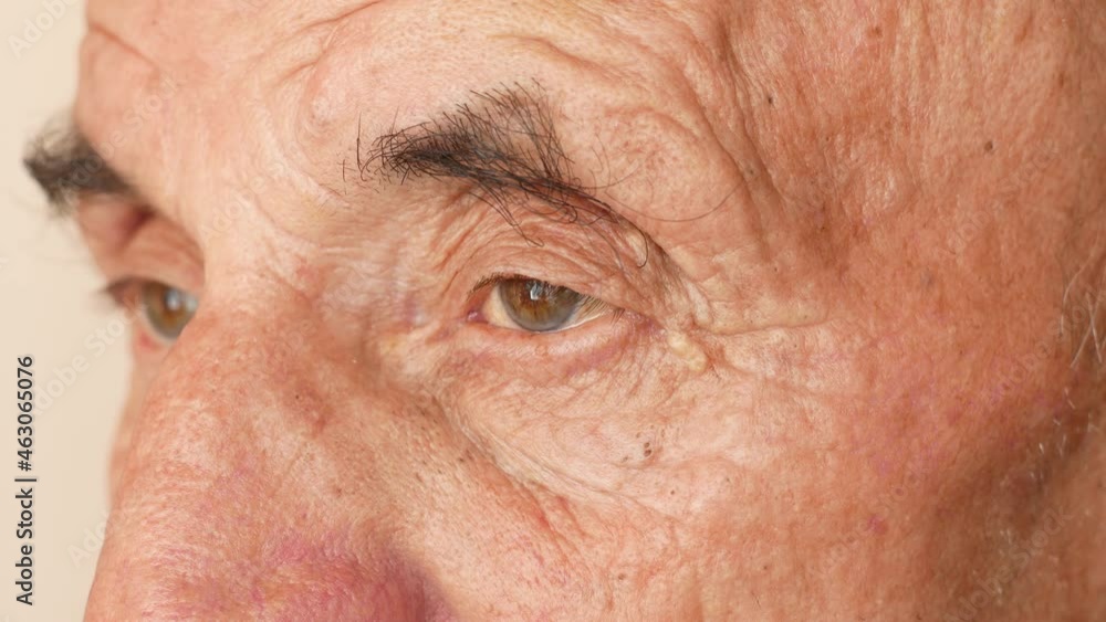 Portrait of an elderly Caucasian male over 70 who blinks frequently. Desperate and tired look of an elderly person. Close-up of the wrinkled face of an old man. Portrait of an elderly Caucasian male over 70 who blinks frequently. Desperate and tired look of an elderly person. Close-up of the wrinkled face of an old man.