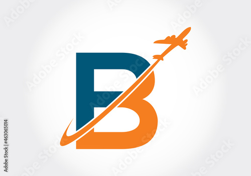 Initial B monogram letter alphabet with a travel logo design. Font emblem. Modern vector logotype for business and company identity.