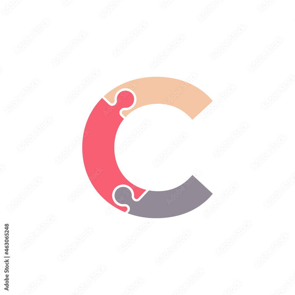 Initial Letter C with Team Puzzle Jigsaw Connectivity Logo Design Template Element Initial Letter C with Team Puzzle Jigsaw Connectivity Logo Design Template Element