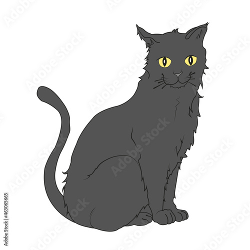 dibujo de gato negro sentado