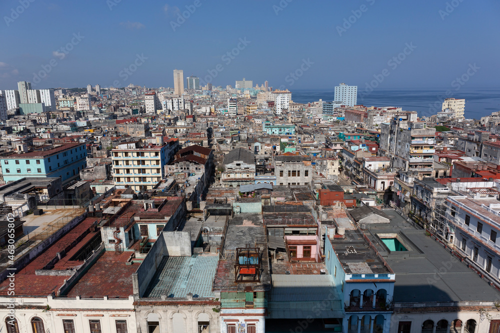 Highly detailed view of Old Havana including the bay and the Capitol in the background