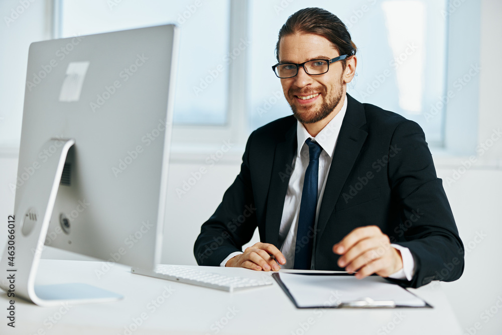 man in a suit in a suit office work phone Lifestyle man in a suit in a suit office work phone Lifestyle