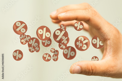 touching sales icons with a...