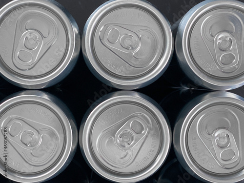 Top view of aluminum cans before labeling photo