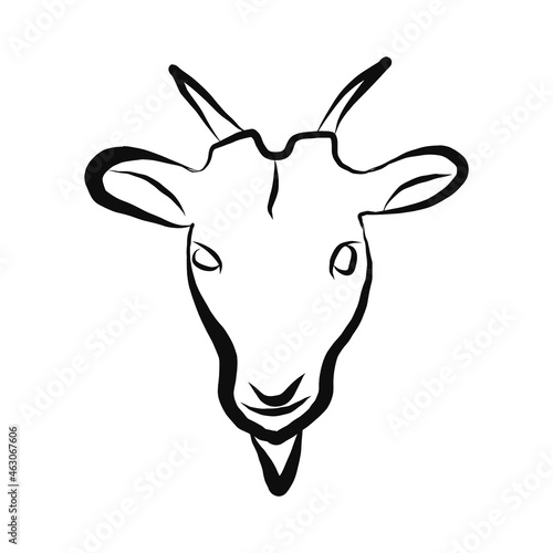 Goat head line icon, outline vector sign, linear pictogram isolated on white. Symbol, logo illustration