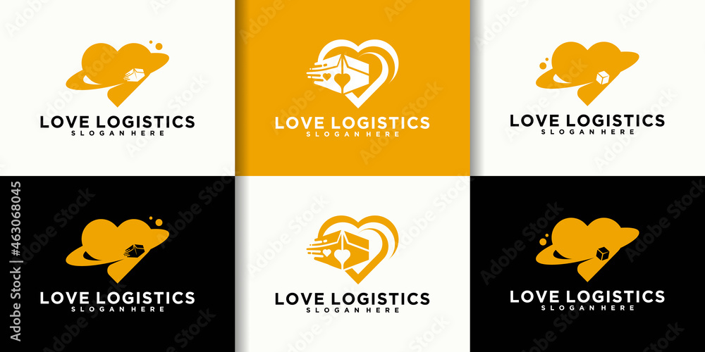 set Love and negative logistics box logo design set Love and negative logistics box logo design