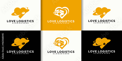 set Love and negative logistics box logo design