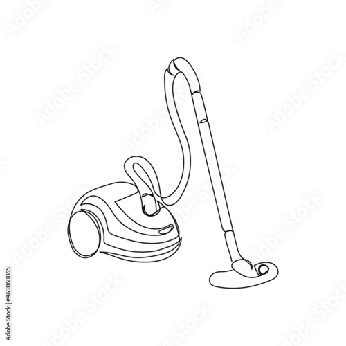 Vacuum cleaner continuous line drawing. One line art of home appliance, cleaning, apartment cleaning, smart technology, hoover.