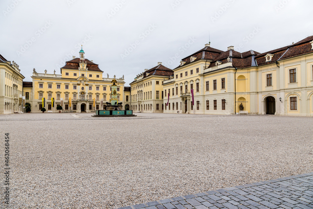 Ludwigsburg, Germany. The courtyard of the Ludwigsburg residence - the baroque palace of the rulers of the Württemberg house