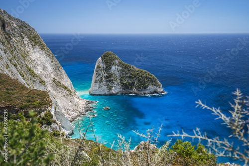 Fototapeta Naklejka Na Ścianę i Meble -  Plakaki Rocks in Ionian Sea - Agalas, Zakynthos Island, Greece