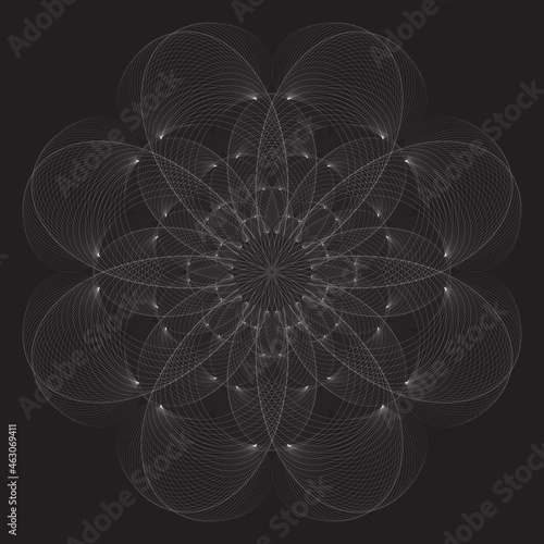 Mandala. Flower or snowflake Linear Vector Spiral Pattern or Texture. Design element