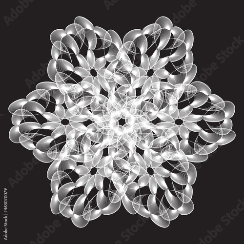 Mandala. Flower or snowflake Linear Vector Spiral Pattern or Texture. Design element