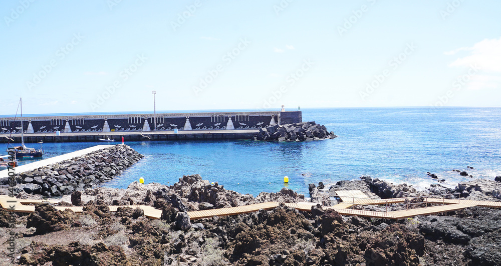 Puerto y playa de La Restniga, El Hierro, Santa Cruz de Tenerife, Islas Canarias, España, Europa
