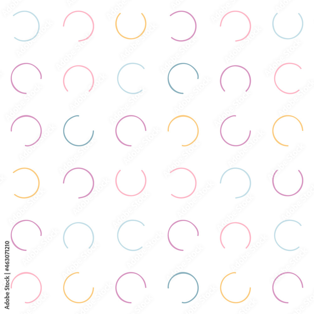 Obraz premium Seamless pattern with multicolored hand-drawn rings on a white background