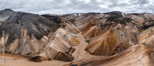 Panorama z drona doliny w Landmannalaugar Islandia photo