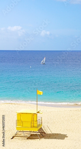 Fototapeta Naklejka Na Ścianę i Meble -  Faro y Playa de Morro Jable en Jandia, Fuerteventura, Las Palmas, Islas Canarias, España, Europa
