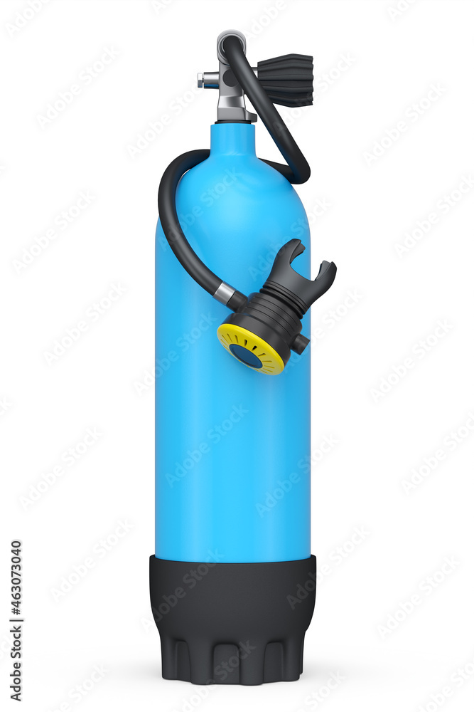 Naklejka premium Blue diving tank full oxygen for snorkeling isolated on a white background