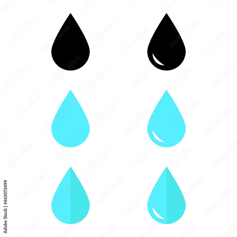 Water drops flat icon set Water drops flat icon set