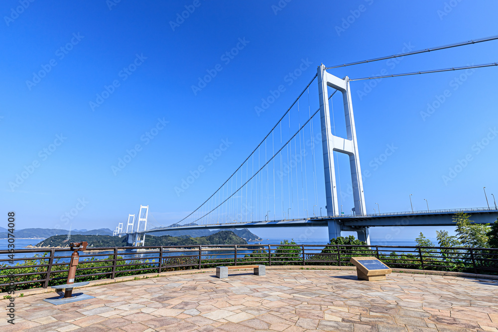 糸山展望台から見たしまなみ海道（来島海峡大橋）　愛媛県今治市　Shimanami Kaido seen from Itoyama Observatory (Kurushima Kaikyo Bridge) Ehime-ken Imabari city