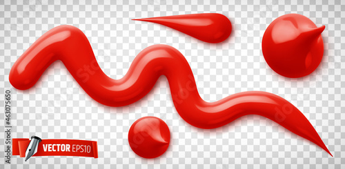 Vector realistic illustration of red paint on a transparent background.