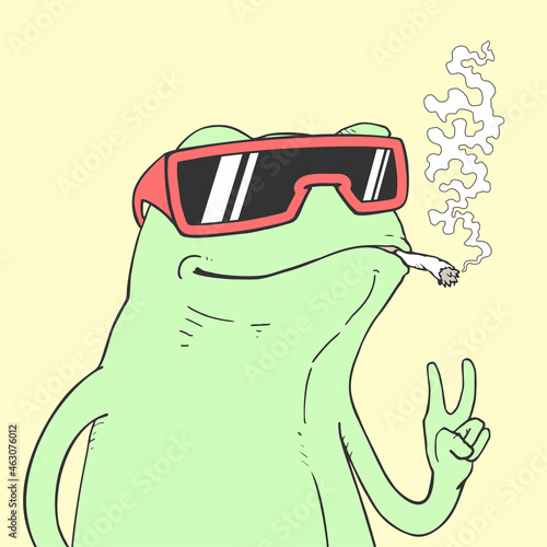 Funny frog smoking draw