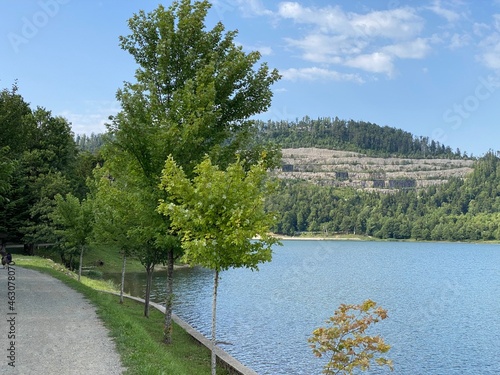 Circular recreational trail around the artificial accumulation lake Bajer, Fuzine - Gorski kotar, Croatia (Kružna rekreativna staza oko umjetnog akumulacijskog jezera Bajer, Fužine - Hrvatska) photo