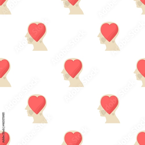 Head with heart pattern seamless background texture repeat wallpaper geometric vector