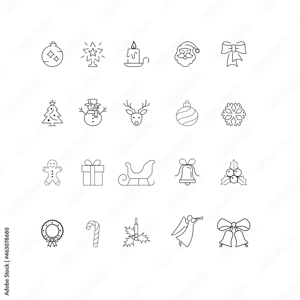 Set of Christmas icons. Illustrations Vector