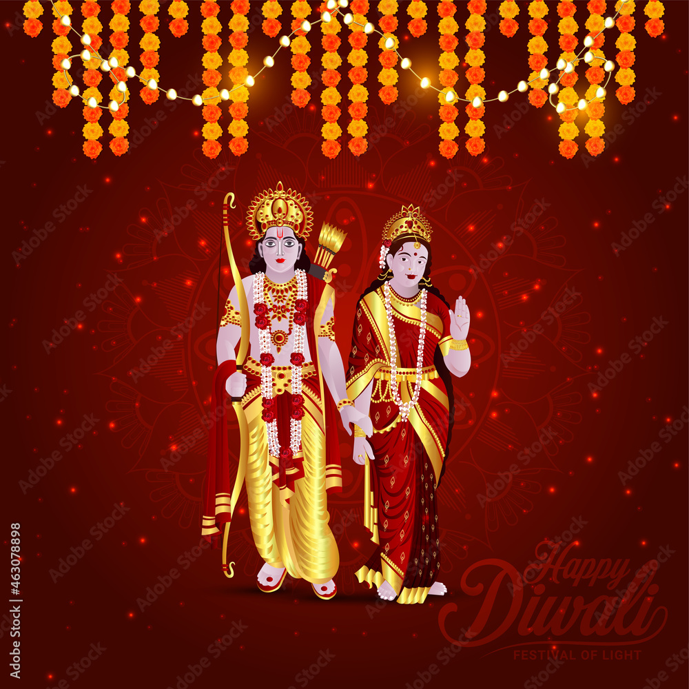 Vector illustration of lord rama and goddess sita for happy diwali Stock  Vector | Adobe Stock