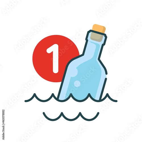 new message notification, letter in the bottle concept illustration flat design vector eps10. modern graphic element for landing page, empty state ui, infographic, icon