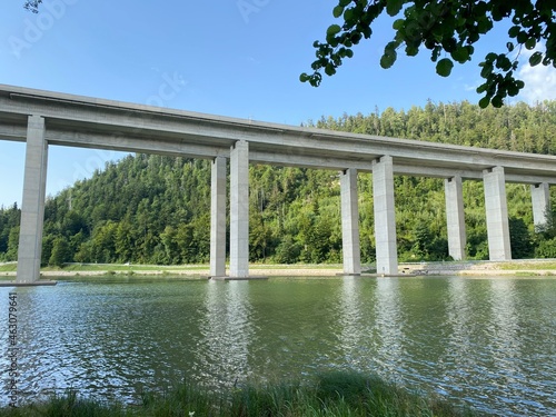 Viadukt over lake Bajer, Bajer Bridge or Viaduct Bajer in Fuzine - Gorski kotar, Croatia (Most Bajer, Viadukt Bajer, Bajerov most ili Vijadukt Bajer u Fužinama - Gorski kotar, Hrvatska) photo