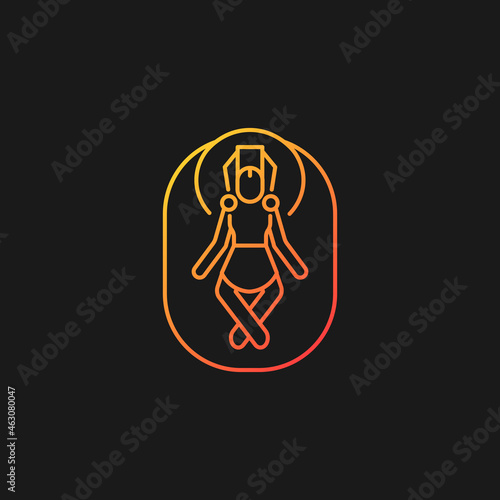 Budhanilkantha temple gradient vector icon for dark theme. Vishnu awakening celebration. Famous stone statue in Nepal. Thin line color symbol. Modern style pictogram. Vector isolated outline drawing