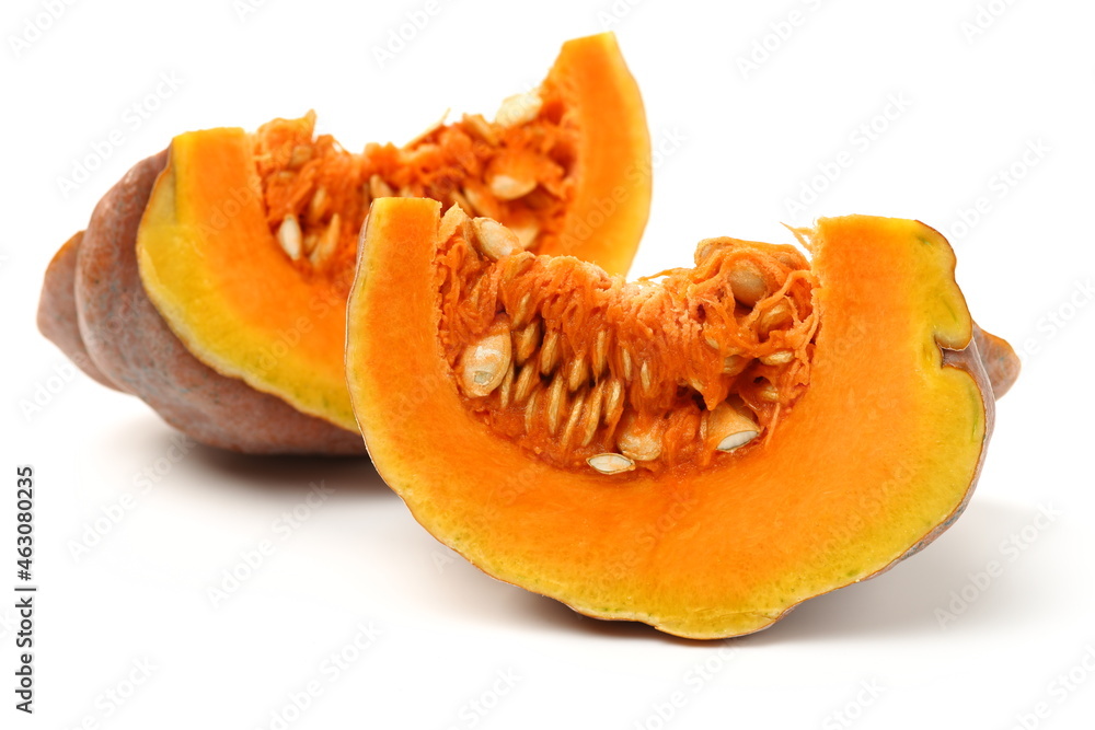 pumpkin slices isolated on the white background .