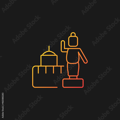 Lumbini gradient vector icon for dark theme. Buddhist pilgrimage place. Tourist destination. Buddha birthplace in Nepal. Thin line color symbol. Modern style pictogram. Vector isolated outline drawing