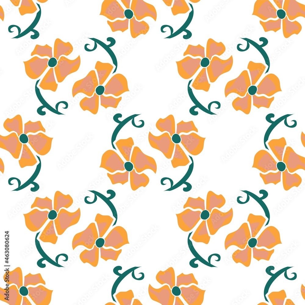 custom made wallpaper toronto digitalVector Floral Repeat Pattern In Orange And Green On White