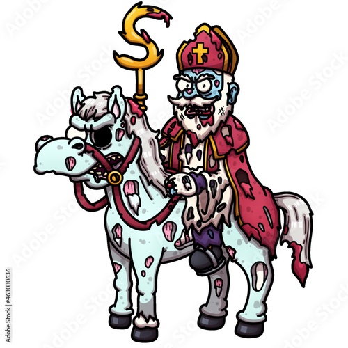 Horror Saint Nicholas On Horse Cartoon  © TheMaskedTooner